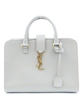 Saint Laurent Paris Baby Cabas Cassandra Logo Leather 2-Way Bag Gold Gray